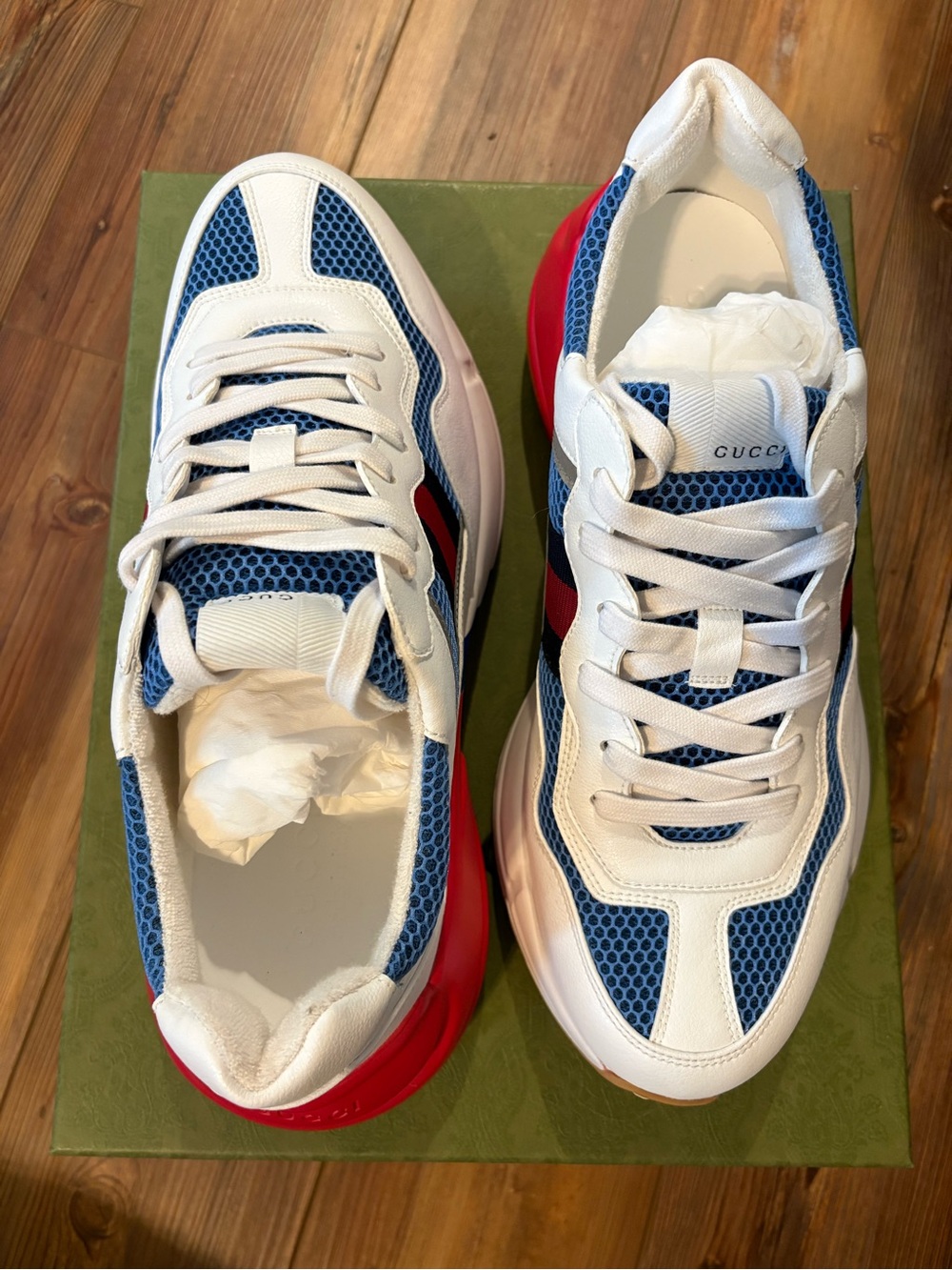 Gucci White, Blue and Red Men's Runner Sneakers